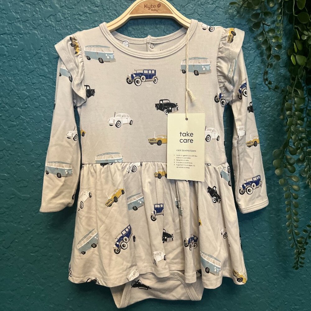 Kyte Baby Vintage Cars Twirl Bodysuit Dress NWT 18-24mo